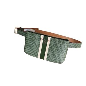 Michael Kors Green MK Signature Stripe Belt Bag
